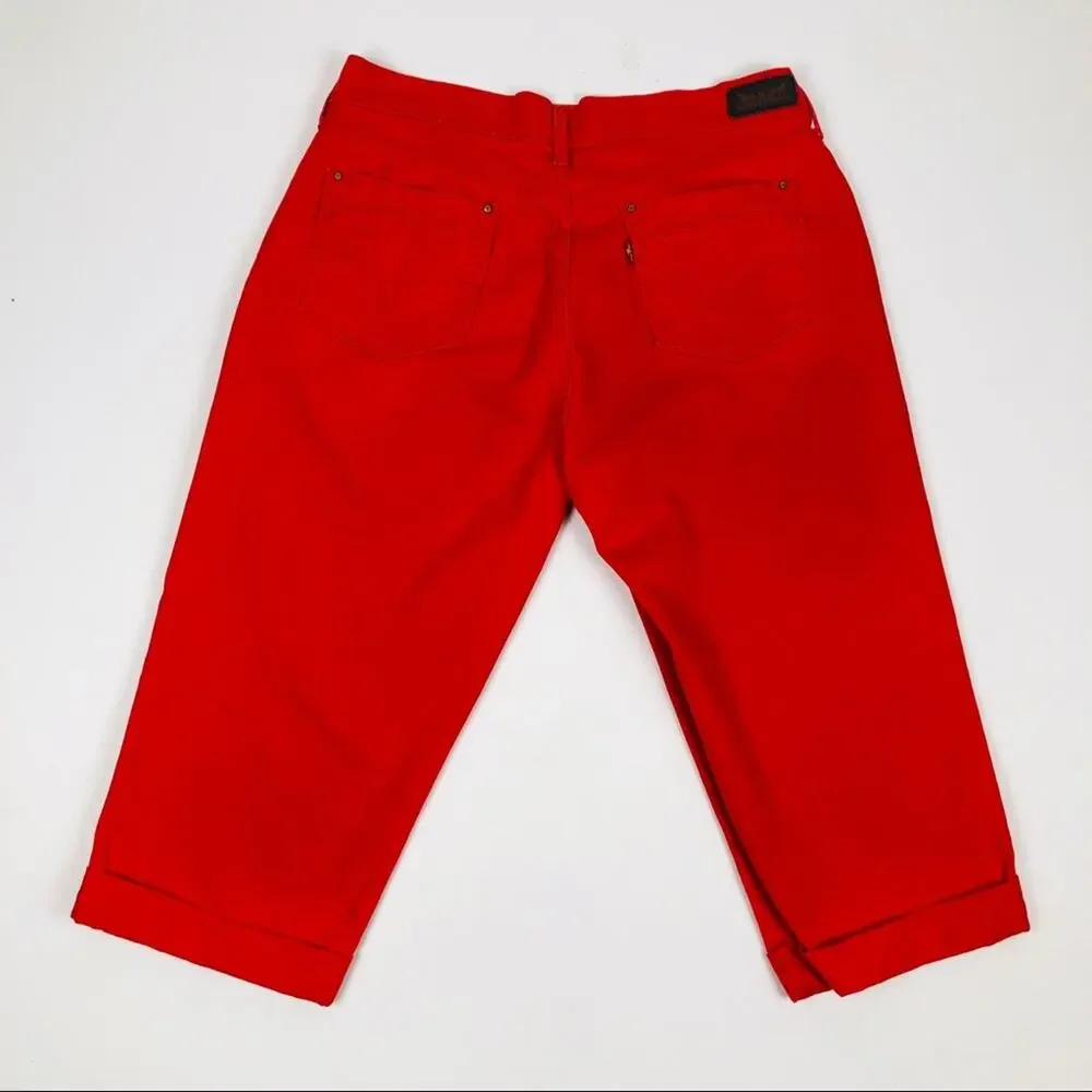 Levi’s  RED Cropped Capri Jeans Size 10 - Picture 2 of 10